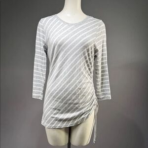 Calvin Klein Light Gray Striped Long Sleeve Top (rack 7)